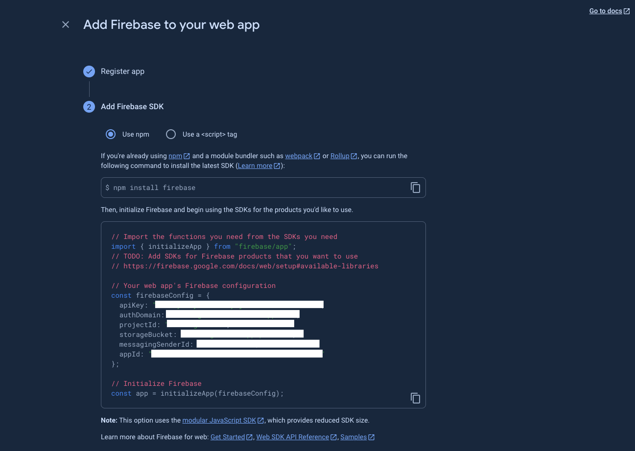 Firebase Web Register